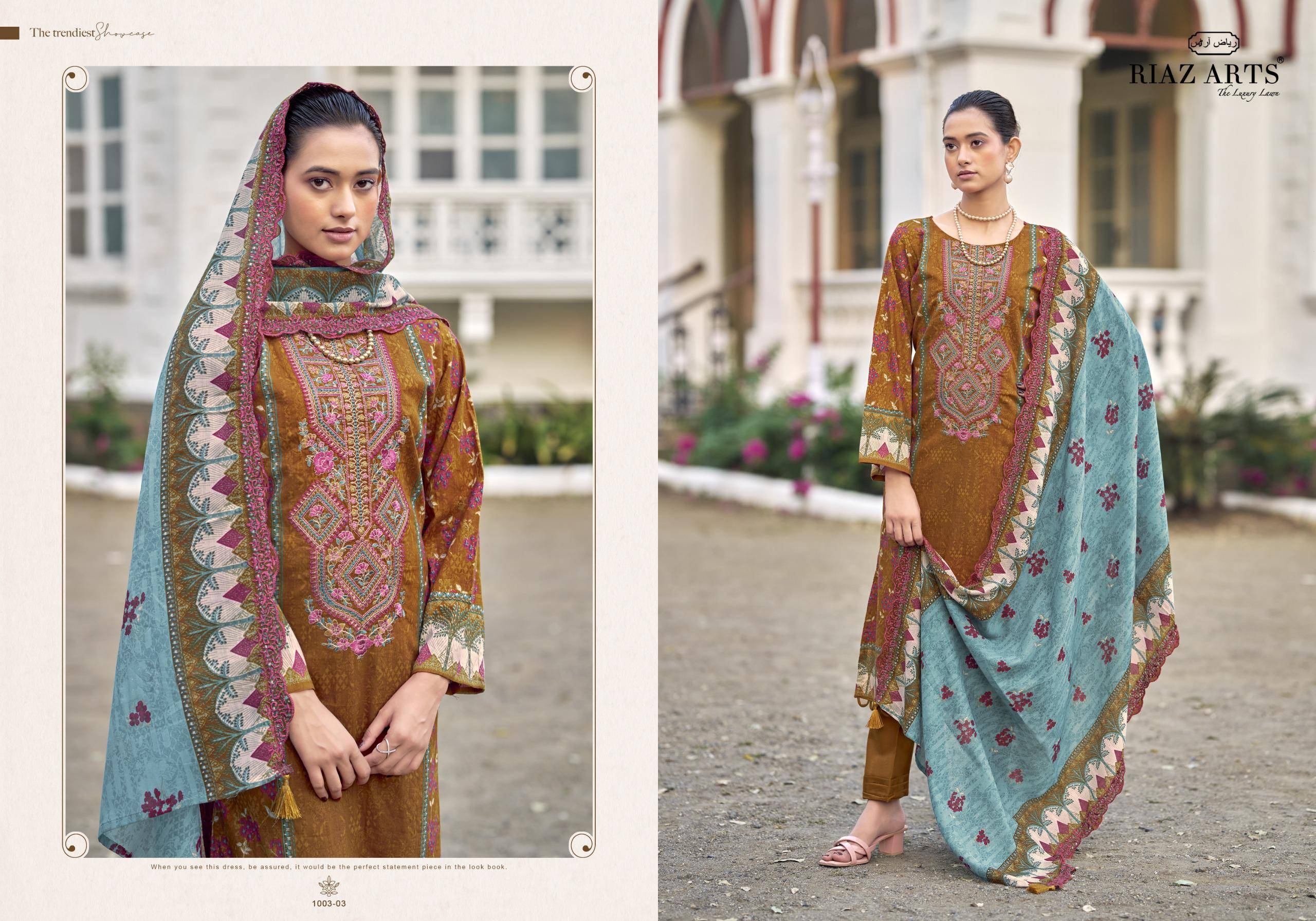 BIN SAEED NAWAZISH VOLUME.2 by RIAZ ARTS PRINTS 1001 TO 1006 SERIES Pakistani Stylish Embroidered COTTON CAMRIC Dresses At Wholesale Price